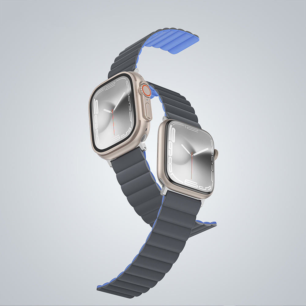 Watch 7 45mm Amazingthing Smoothie Mag Magnetik Tak Çıkar Silikon Strap Kayış Gri-Mavi