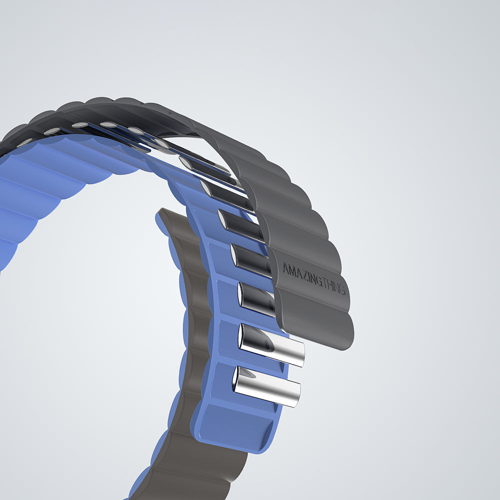 Watch 7 45mm Amazingthing Smoothie Mag Magnetik Tak Çıkar Silikon Strap Kayış Gri-Mavi
