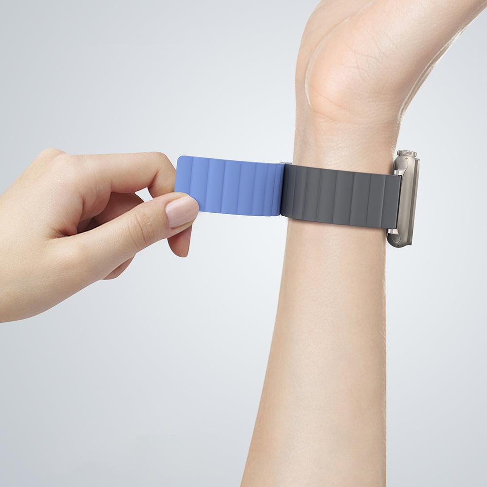 Watch 7 45mm Amazingthing Smoothie Mag Magnetik Tak Çıkar Silikon Strap Kayış Gri-Mavi