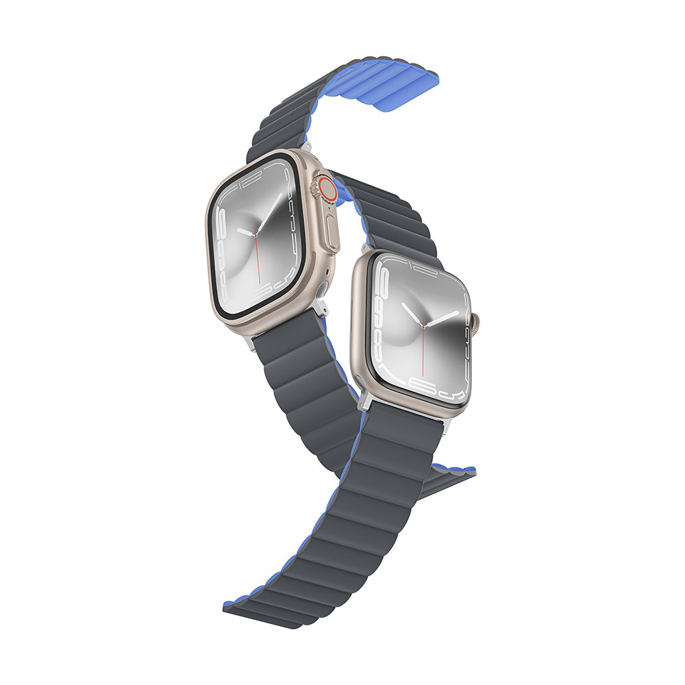 Watch 7 45mm Amazingthing Smoothie Mag Magnetik Tak Çıkar Silikon Strap Kayış Gri-Mavi