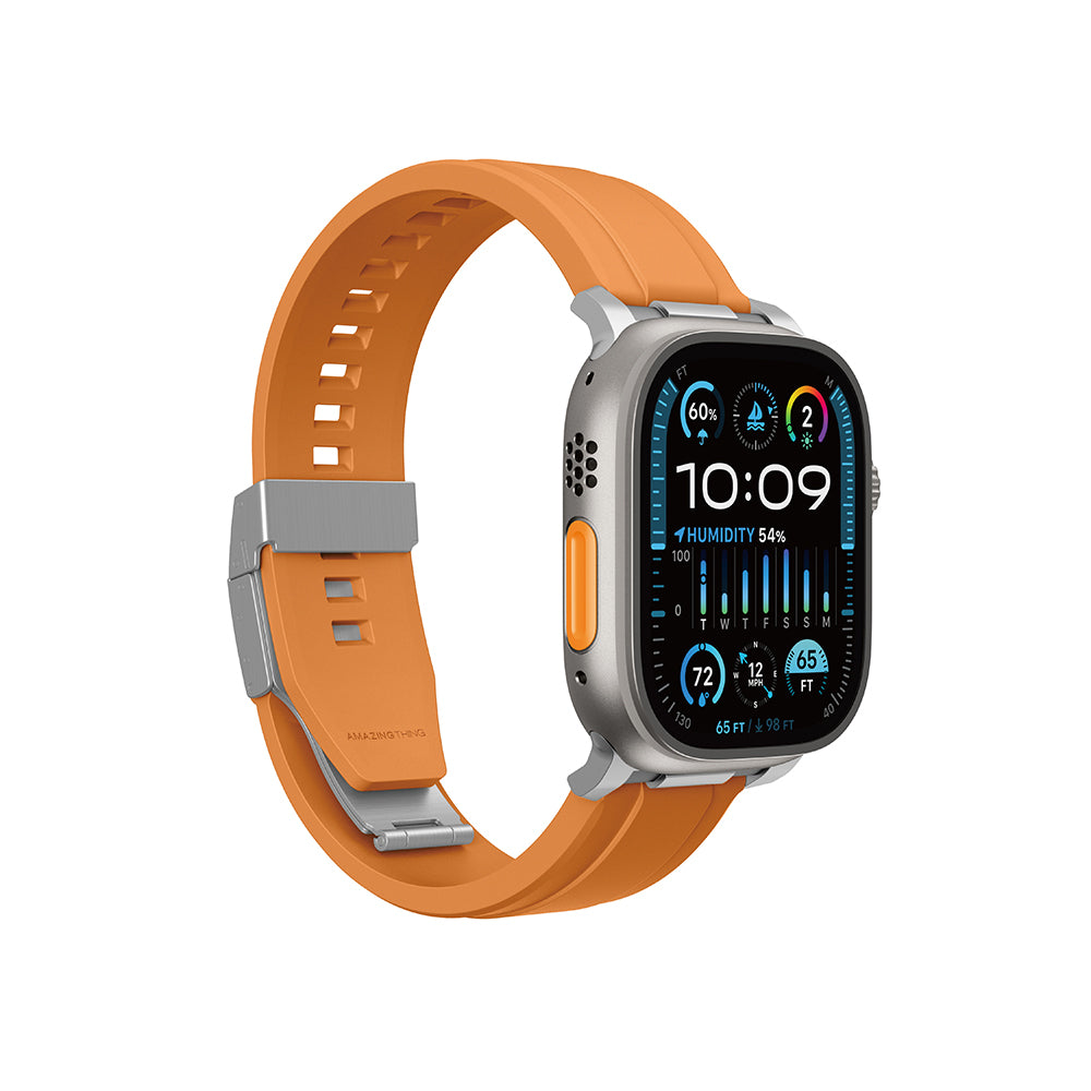 Apple Watch 7 45mm Amazingthing Titan Chrono Silikon Kordon Turuncu
