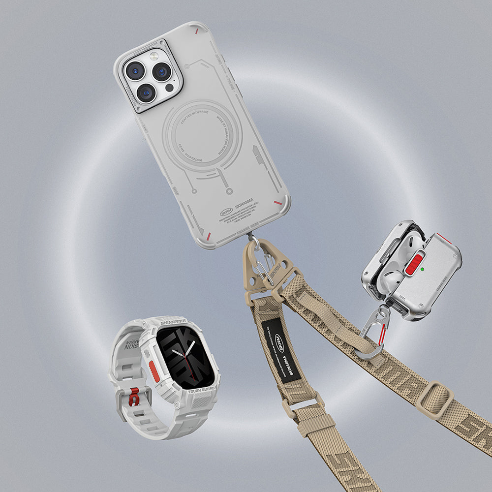 Watch 7 45mm Skinarma Mecha 2in1 TPU Kasa Koruyucu + Silikon Kordon Siyah