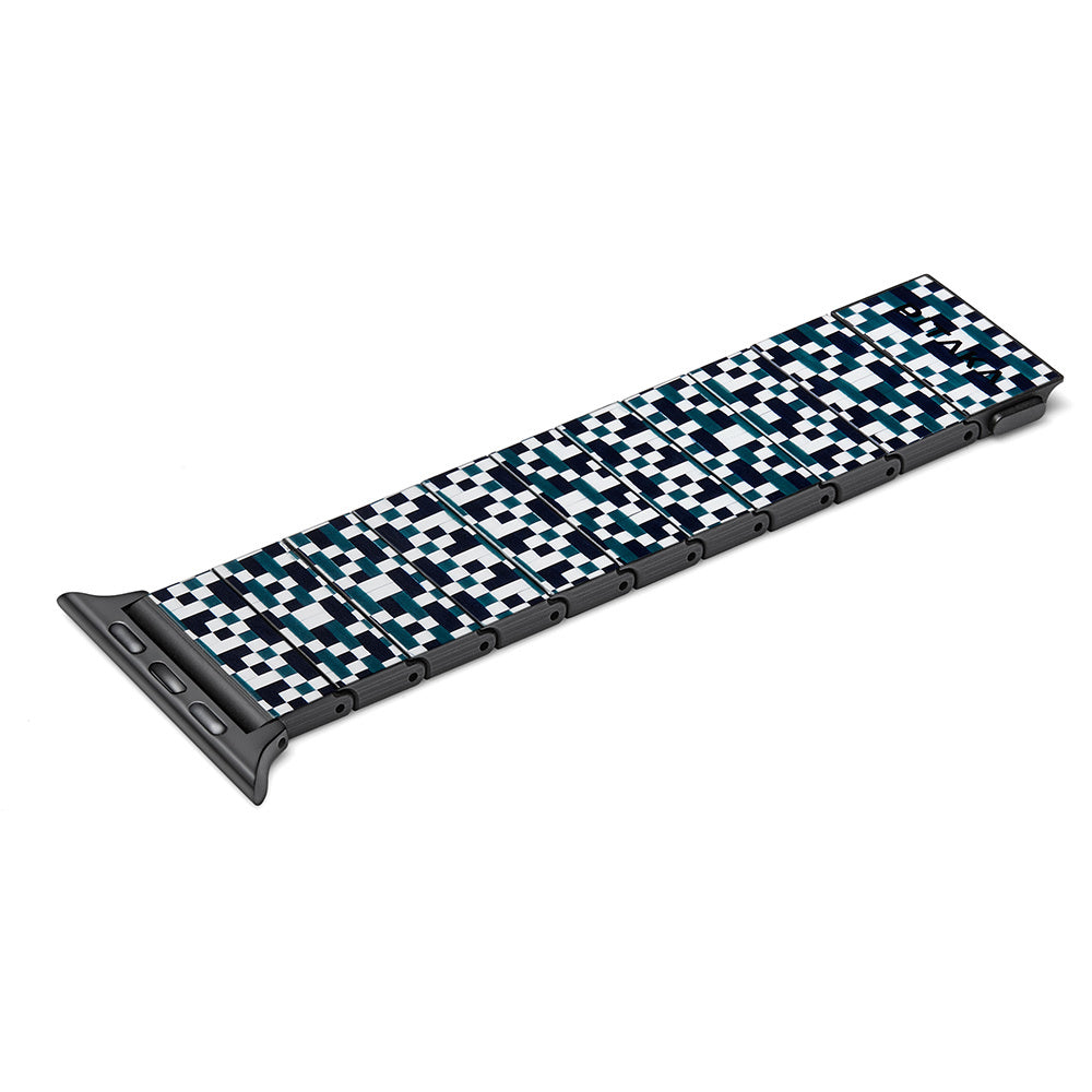 Watch Serisi Uyumlu Aramid Fiber ve Karbon Fiber Pitaka Dreamland ChromaCarbon Serisi Mosaic Universal Kordon Mavi-Beyaz