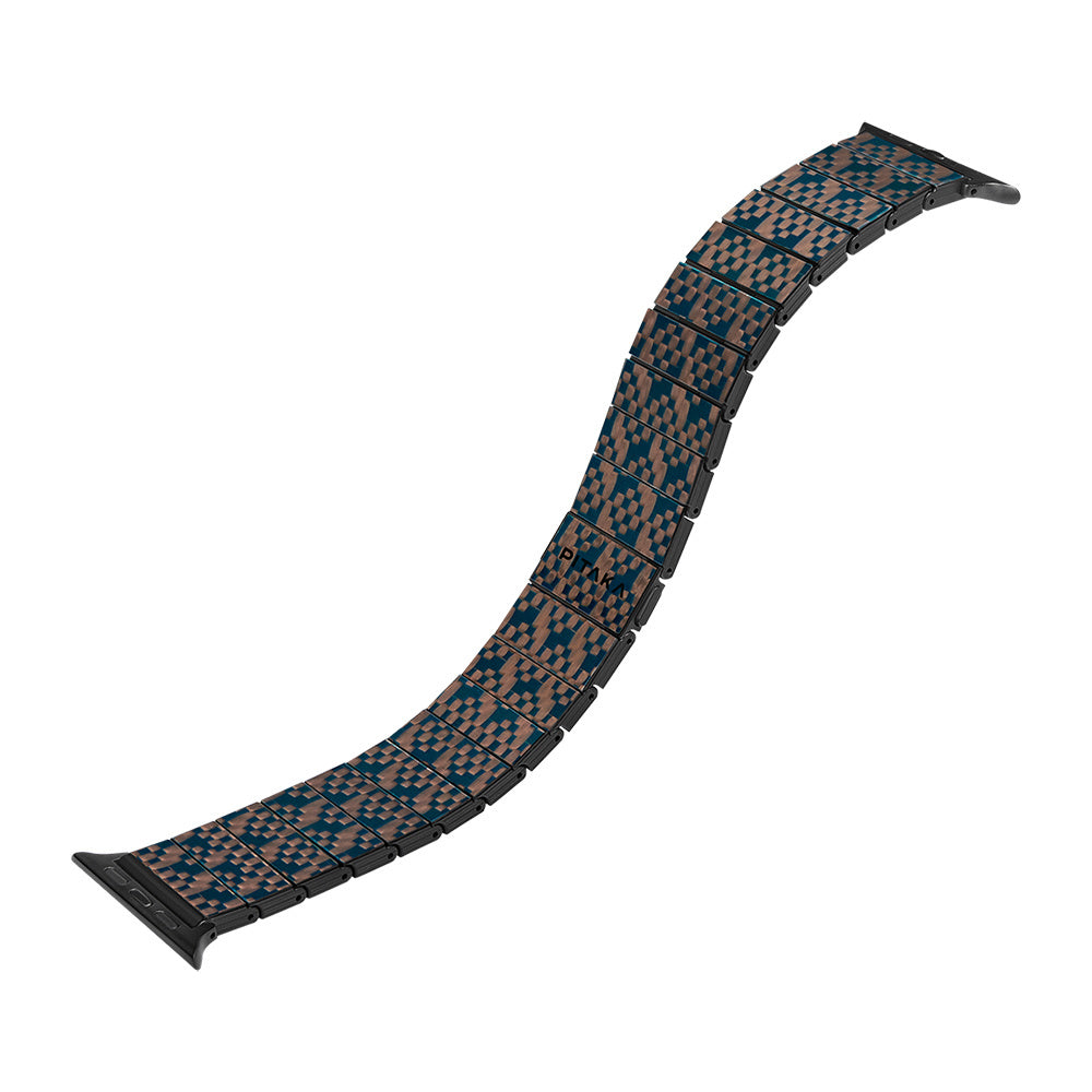 Watch Serisi Uyumlu Aramid Fiber ve Karbon Fiber Pitaka Dreamland ChromaCarbon Serisi Stairs Universal Kordon Mavi-Kahverengi