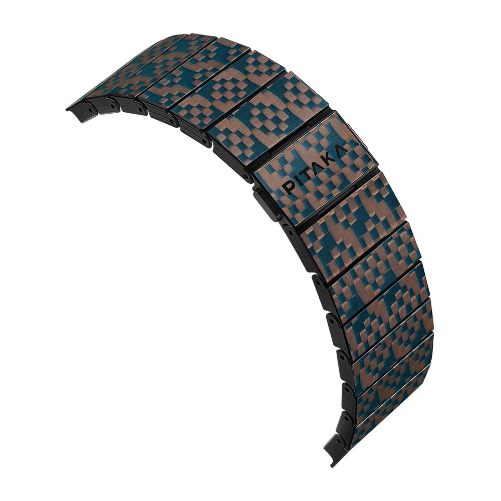 Watch Serisi Uyumlu Aramid Fiber ve Karbon Fiber Pitaka Dreamland ChromaCarbon Serisi Stairs Universal Kordon Mavi-Kahverengi