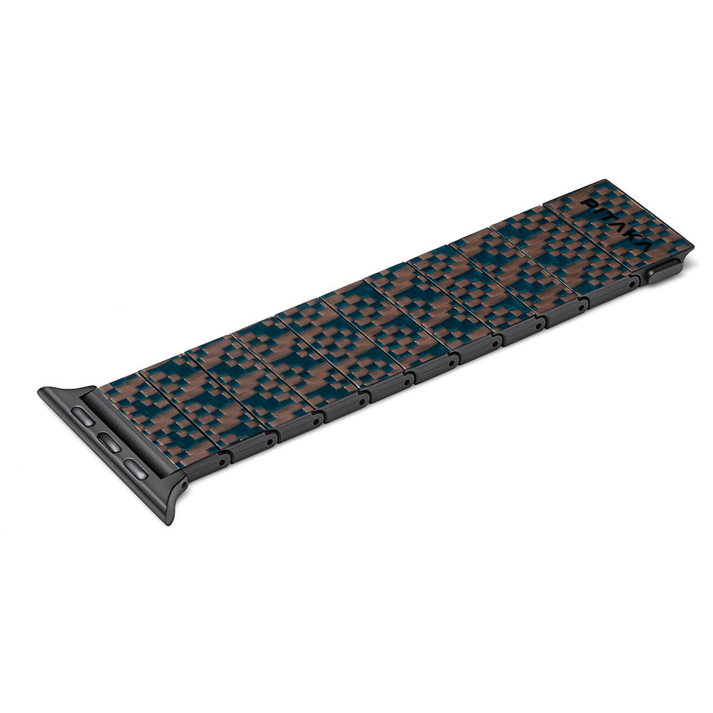Watch Serisi Uyumlu Aramid Fiber ve Karbon Fiber Pitaka Dreamland ChromaCarbon Serisi Stairs Universal Kordon Mavi-Kahverengi