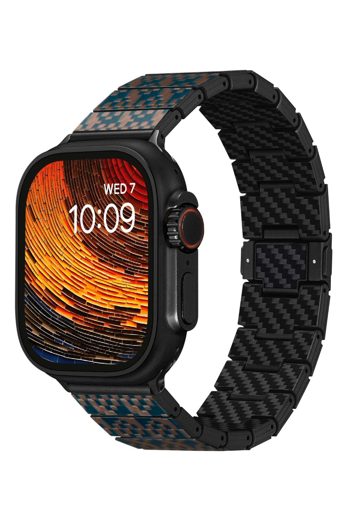 Watch Serisi Uyumlu Aramid Fiber ve Karbon Fiber Pitaka Dreamland ChromaCarbon Serisi Stairs Universal Kordon Mavi-Kahverengi