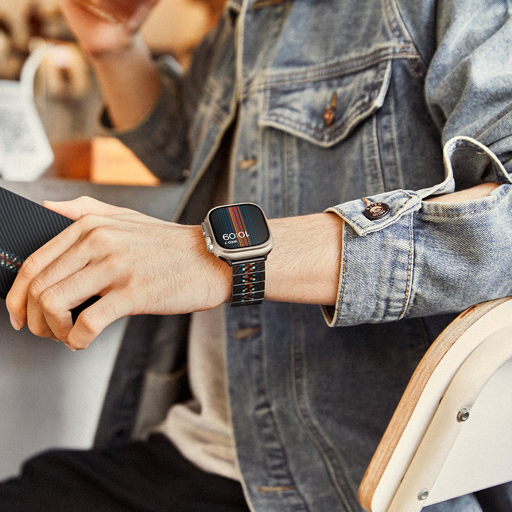 Watch Serisi Uyumlu Aramid Fiber ve Karbon Fiber Pitaka Modern Serisi Rhapsody Universal Kordon Siyah
