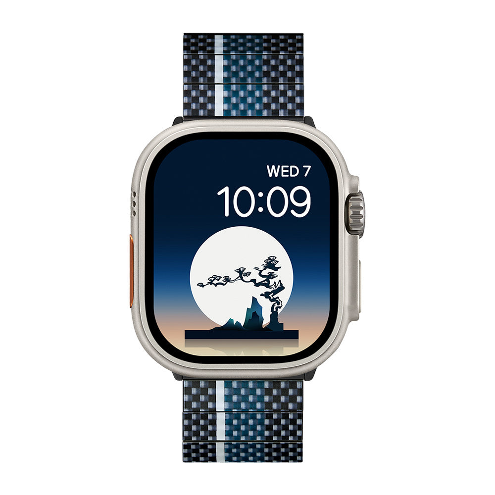 Watch Serisi Uyumlu Aramid Fiber ve Karbon Fiber Pitaka Poetry of Things ChromaCarbon Serisi Moon Universal Kordon Siyah