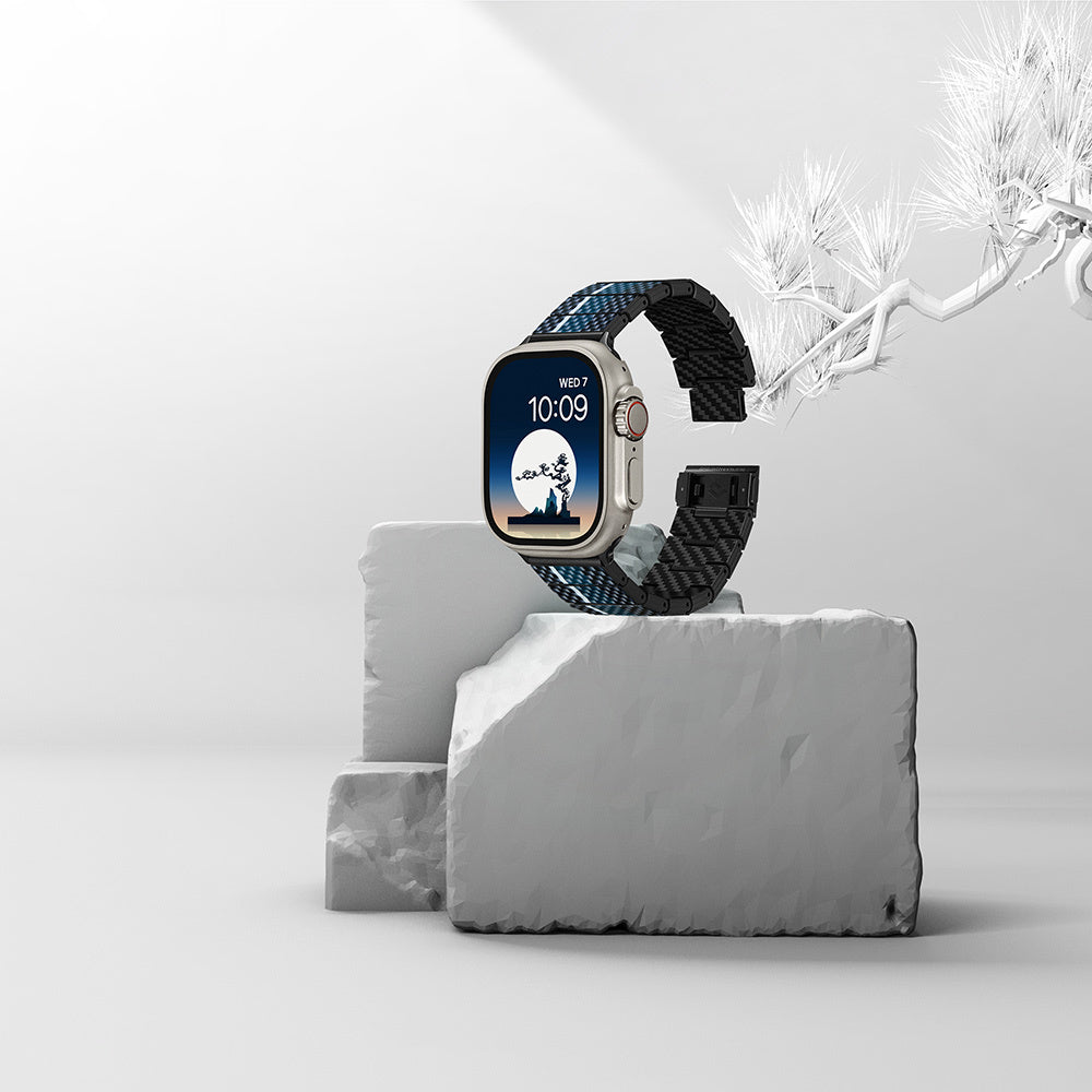 Watch Serisi Uyumlu Aramid Fiber ve Karbon Fiber Pitaka Poetry of Things ChromaCarbon Serisi Moon Universal Kordon Siyah