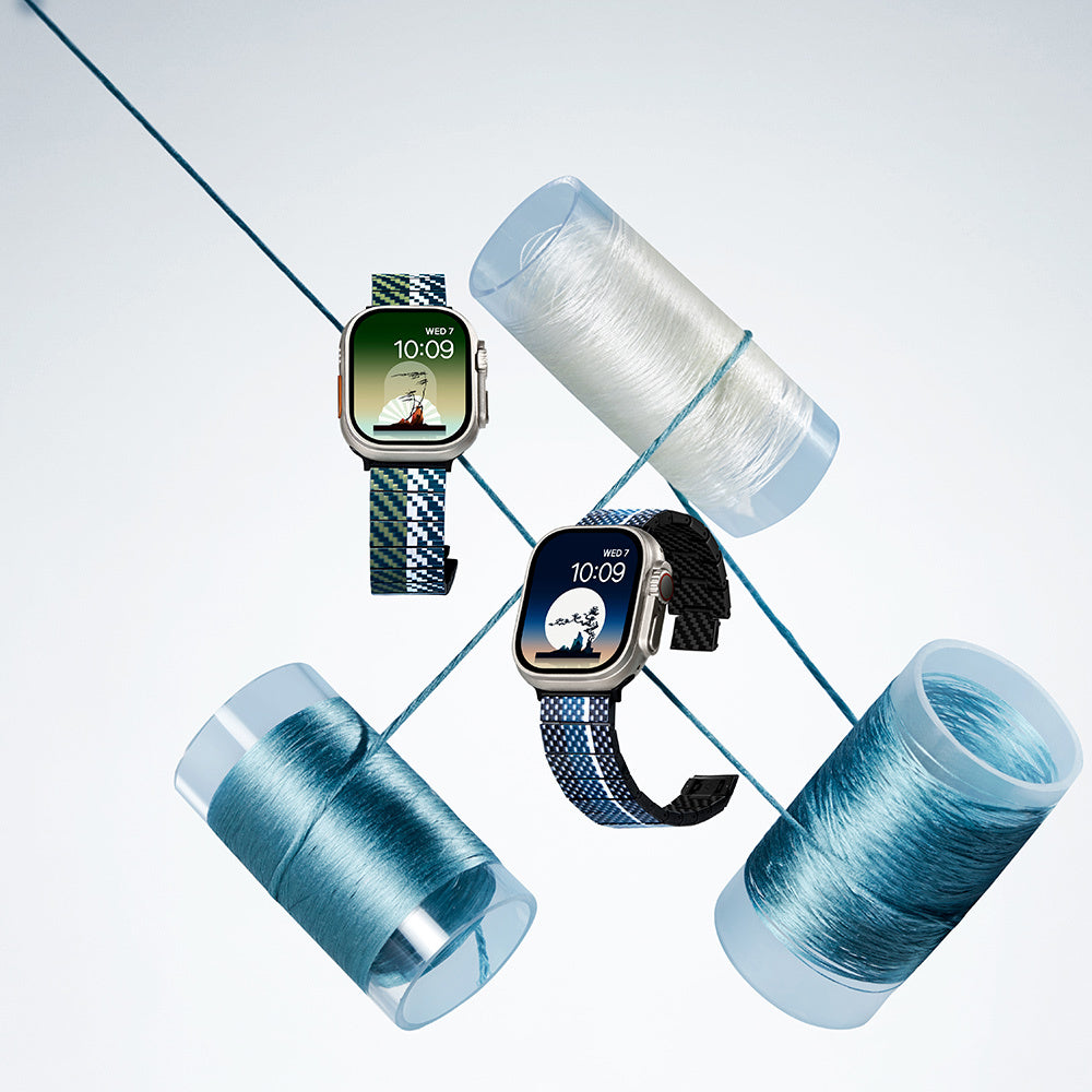 Watch Serisi Uyumlu Aramid Fiber ve Karbon Fiber Pitaka Poetry of Things ChromaCarbon Serisi Moon Universal Kordon Siyah