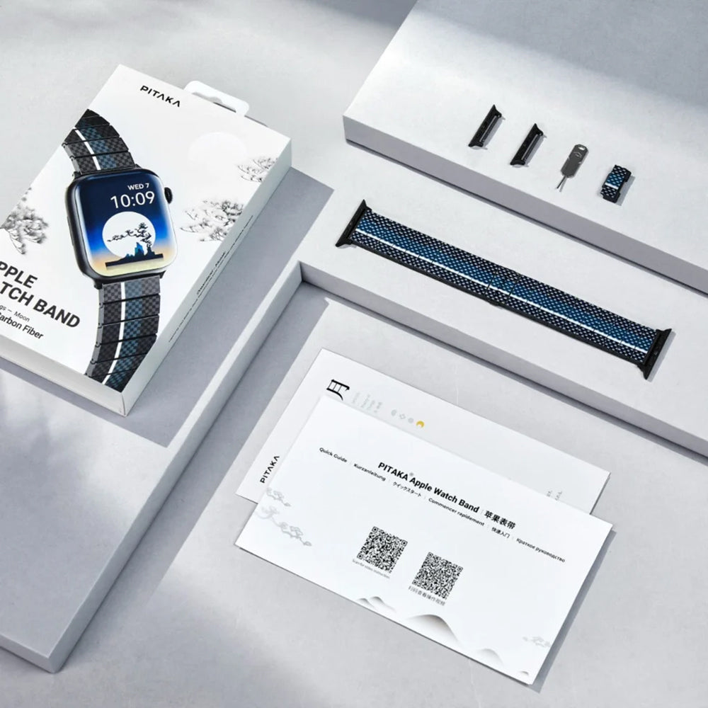 Watch Serisi Uyumlu Aramid Fiber ve Karbon Fiber Pitaka Poetry of Things ChromaCarbon Serisi Moon Universal Kordon Siyah