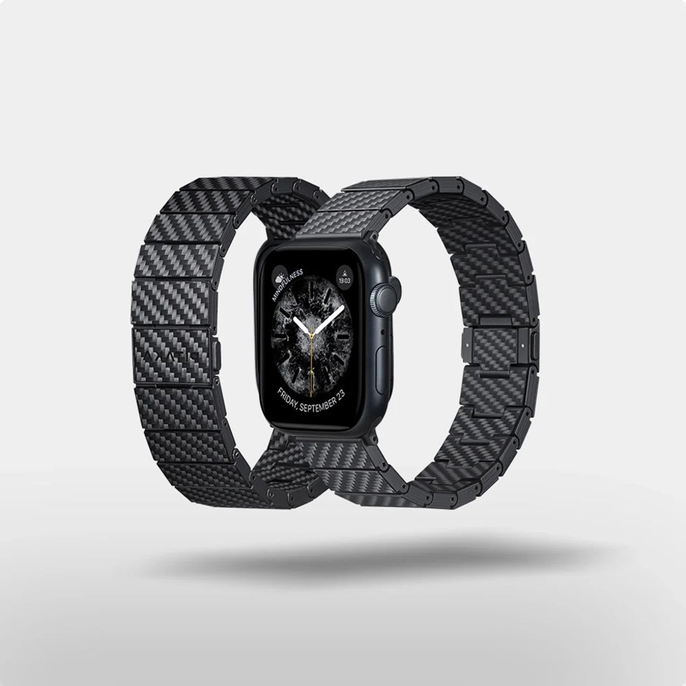 Watch Serisi Uyumlu Karbon Fiber Pitaka Modern Serisi Black-Grey Twill Universal Kordon Siyah-Gri