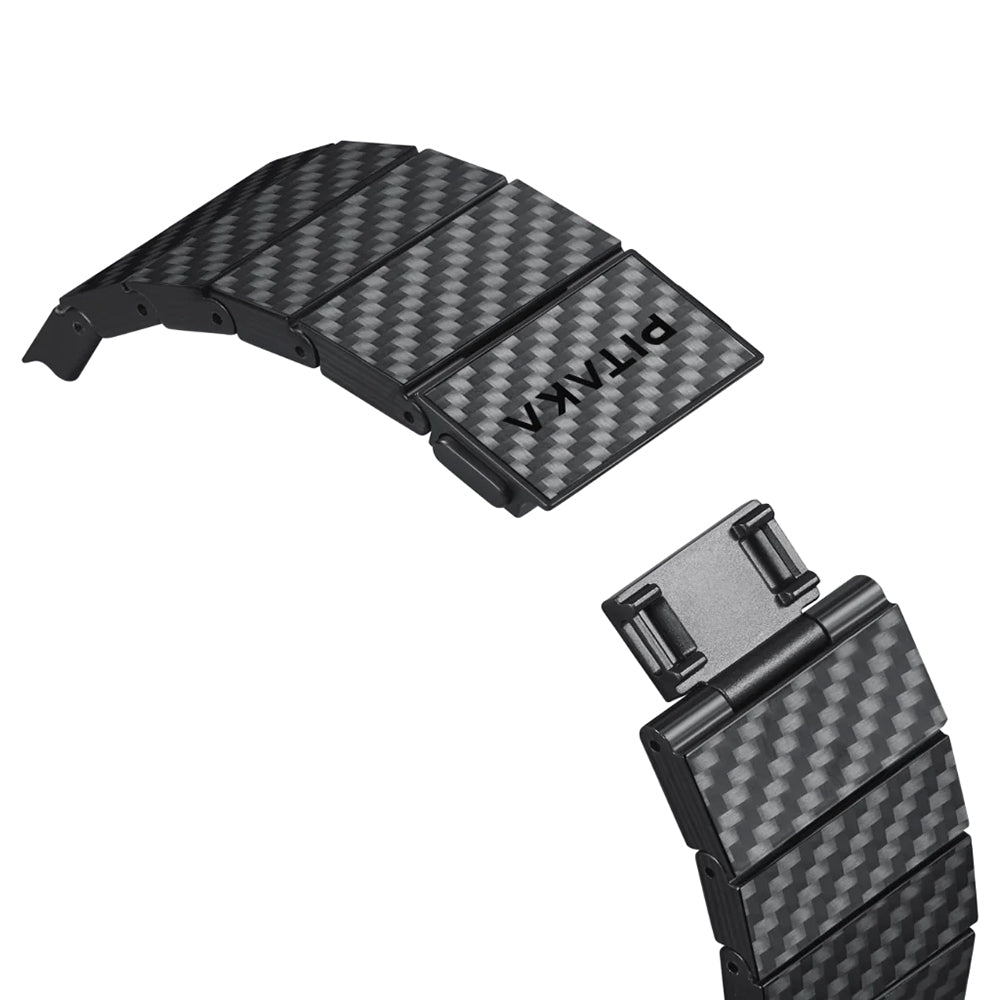 Watch Serisi Uyumlu Karbon Fiber Pitaka Modern Serisi Black-Grey Twill Universal Kordon Siyah-Gri