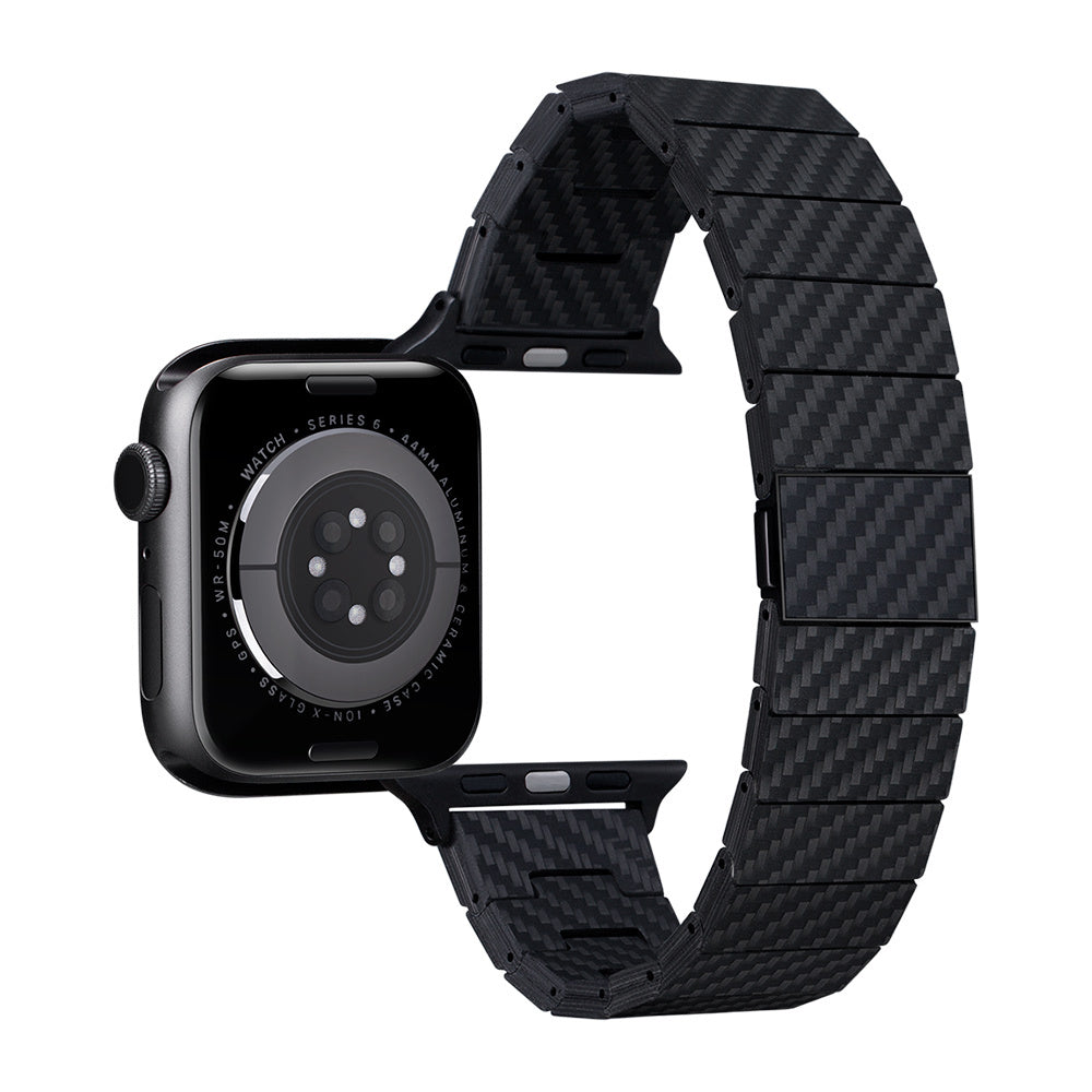 Watch Serisi Uyumlu Karbon Fiber Pitaka Modern Serisi Black-Grey Twill Universal Kordon Siyah-Gri