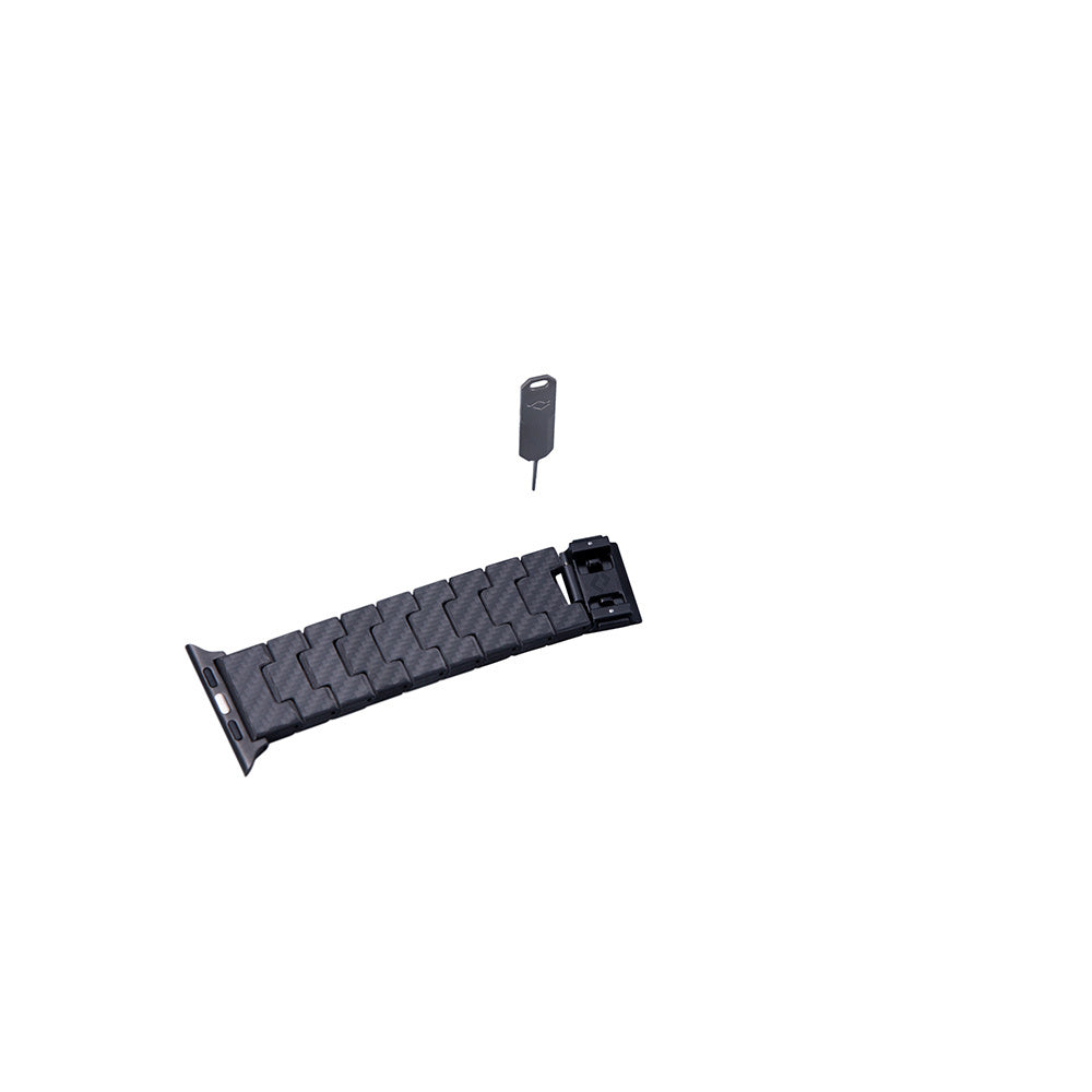 Watch Serisi Uyumlu Karbon Fiber Pitaka Modern Serisi Black-Grey Twill Universal Kordon Siyah-Gri