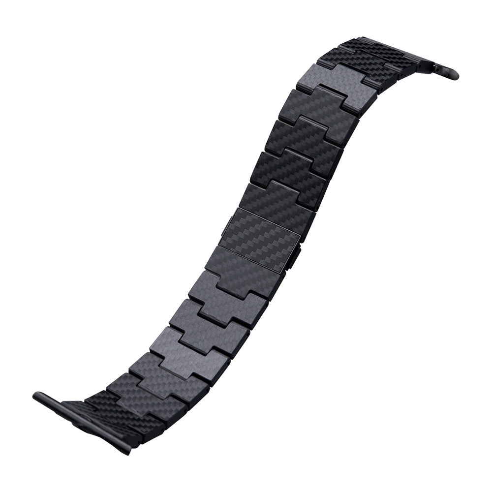 Watch Serisi Uyumlu Karbon Fiber Pitaka Retro Serisi Black-Grey Twill Universal Kordon Siyah-Gri