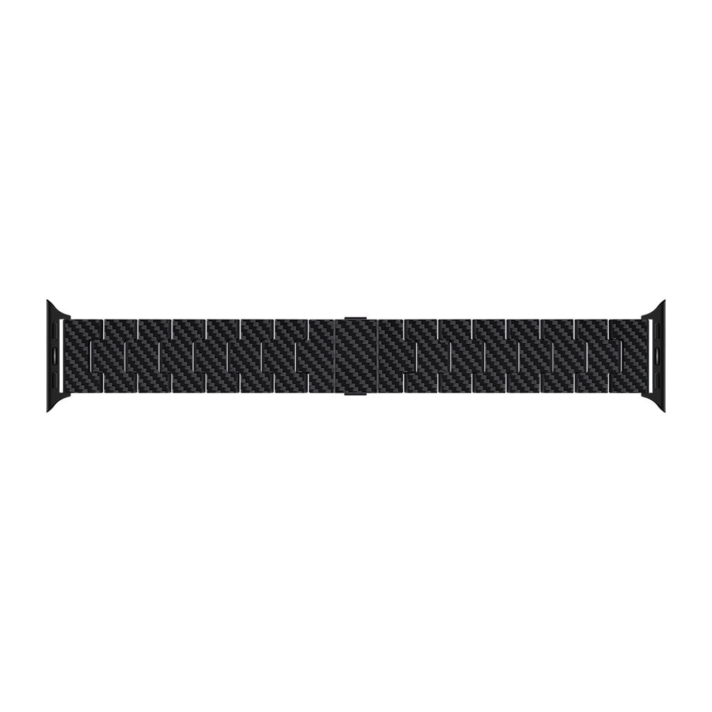 Watch Serisi Uyumlu Karbon Fiber Pitaka Retro Serisi Black-Grey Twill Universal Kordon Siyah-Gri