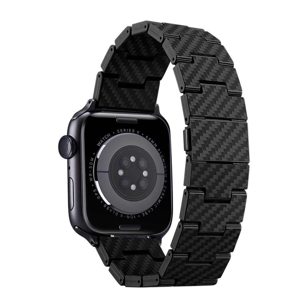 Watch Serisi Uyumlu Karbon Fiber Pitaka Retro Serisi Black-Grey Twill Universal Kordon Siyah-Gri