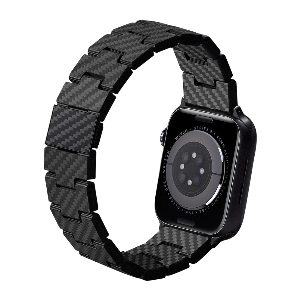 Watch Serisi Uyumlu Karbon Fiber Pitaka Retro Serisi Black-Grey Twill Universal Kordon Siyah-Gri