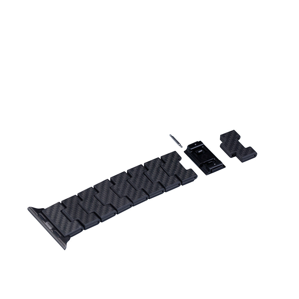 Watch Serisi Uyumlu Karbon Fiber Pitaka Retro Serisi Black-Grey Twill Universal Kordon Siyah-Gri