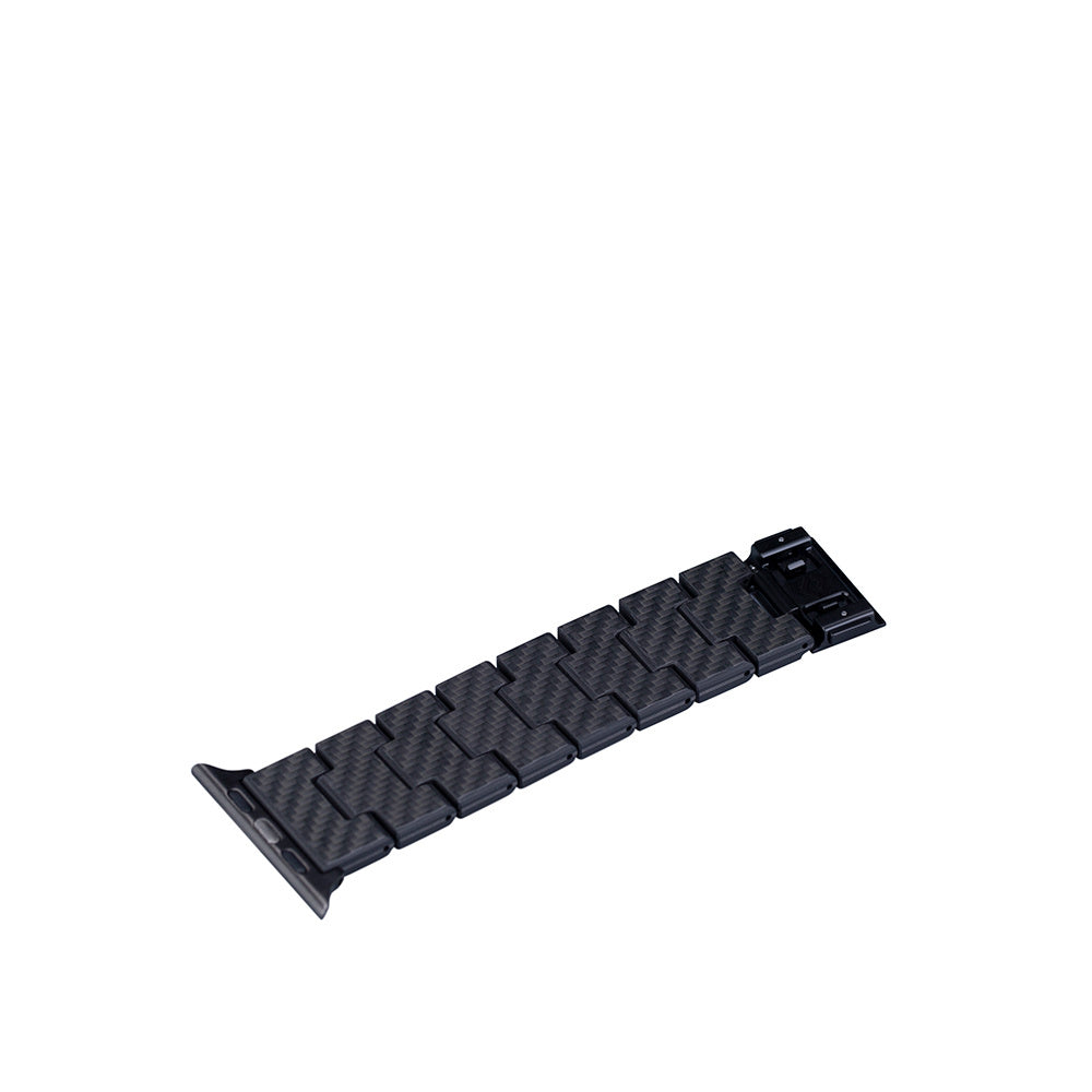 Watch Serisi Uyumlu Karbon Fiber Pitaka Retro Serisi Black-Grey Twill Universal Kordon Siyah-Gri