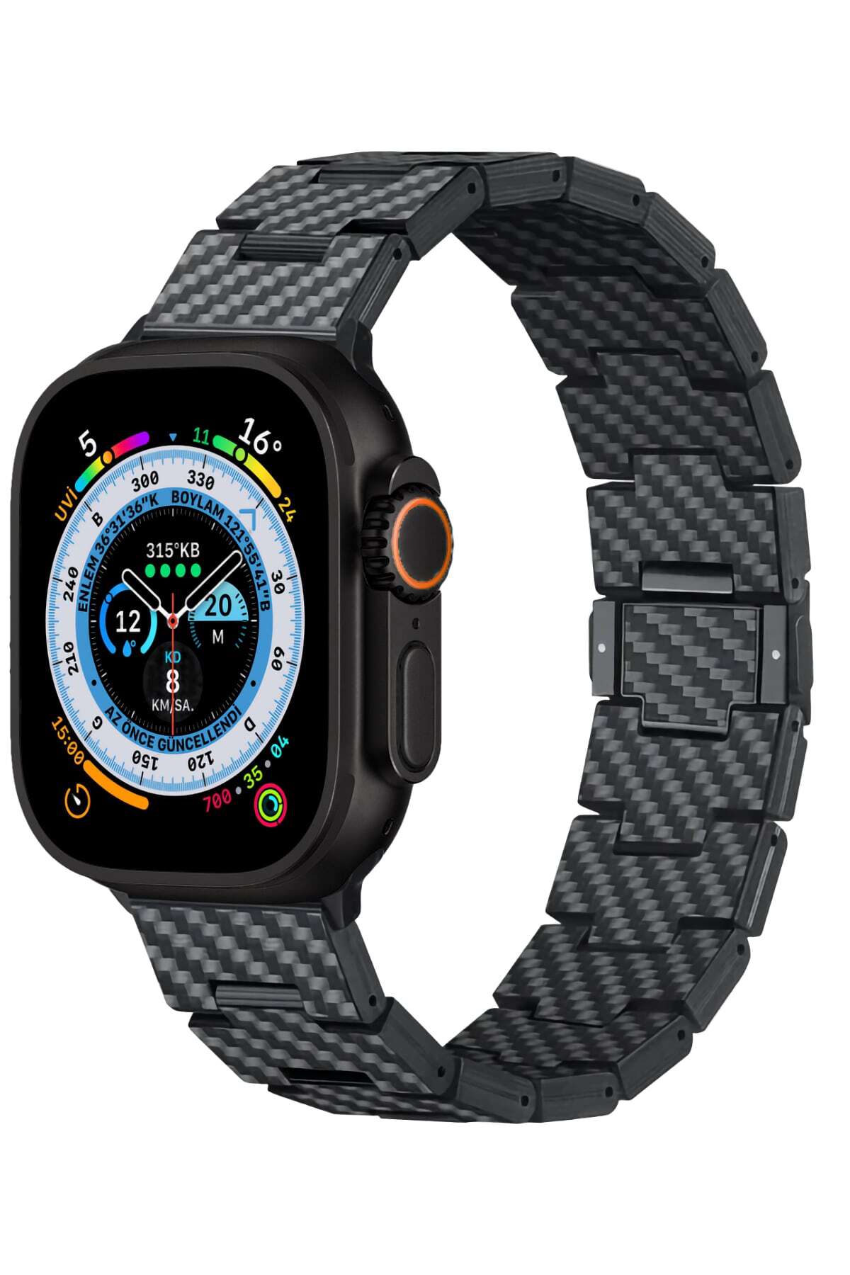Watch Serisi Uyumlu Karbon Fiber Pitaka Retro Serisi Black-Grey Twill Universal Kordon Siyah-Gri