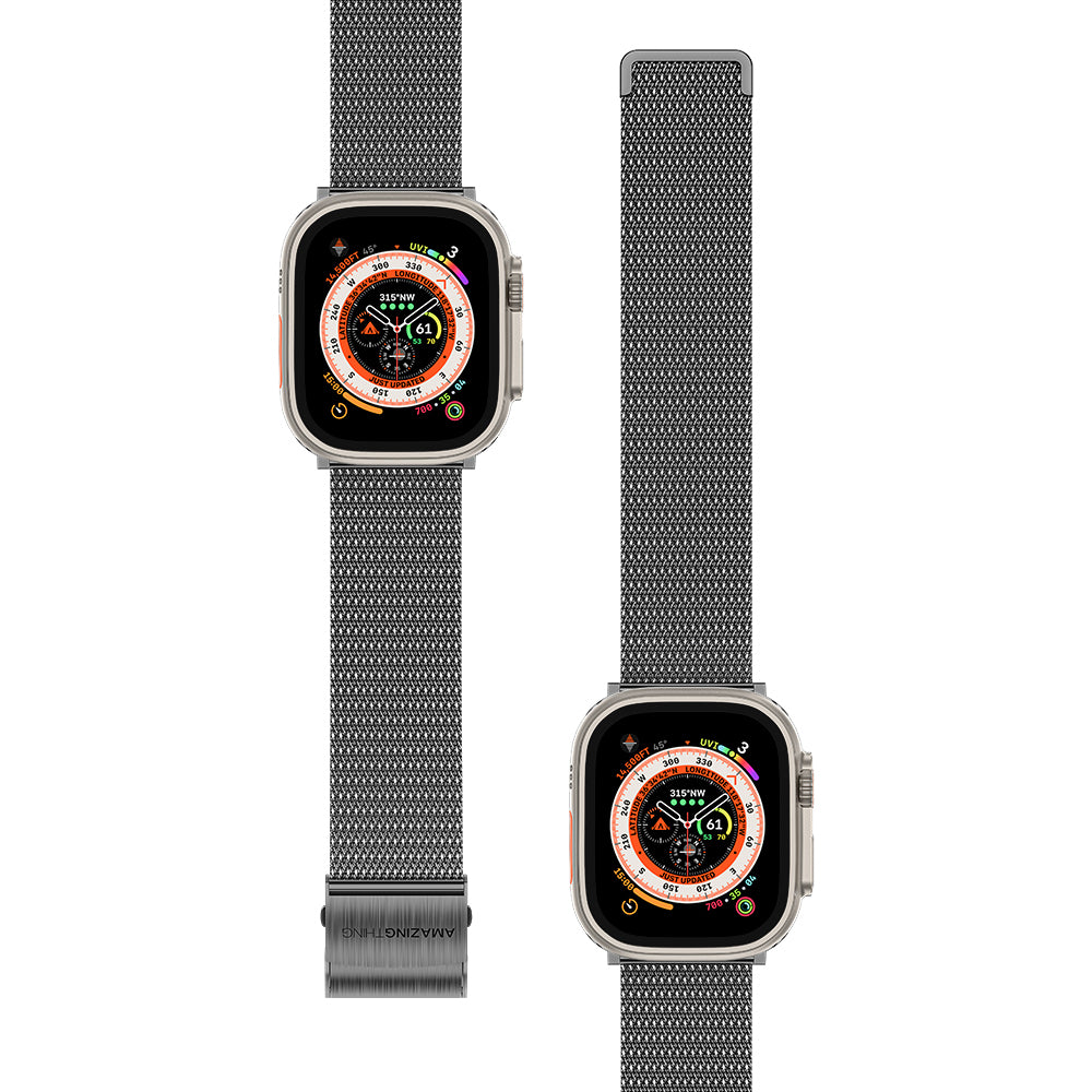 Watch Ultra 49mm Amazing Thing Titan Metal Hasır Kordon Siyah