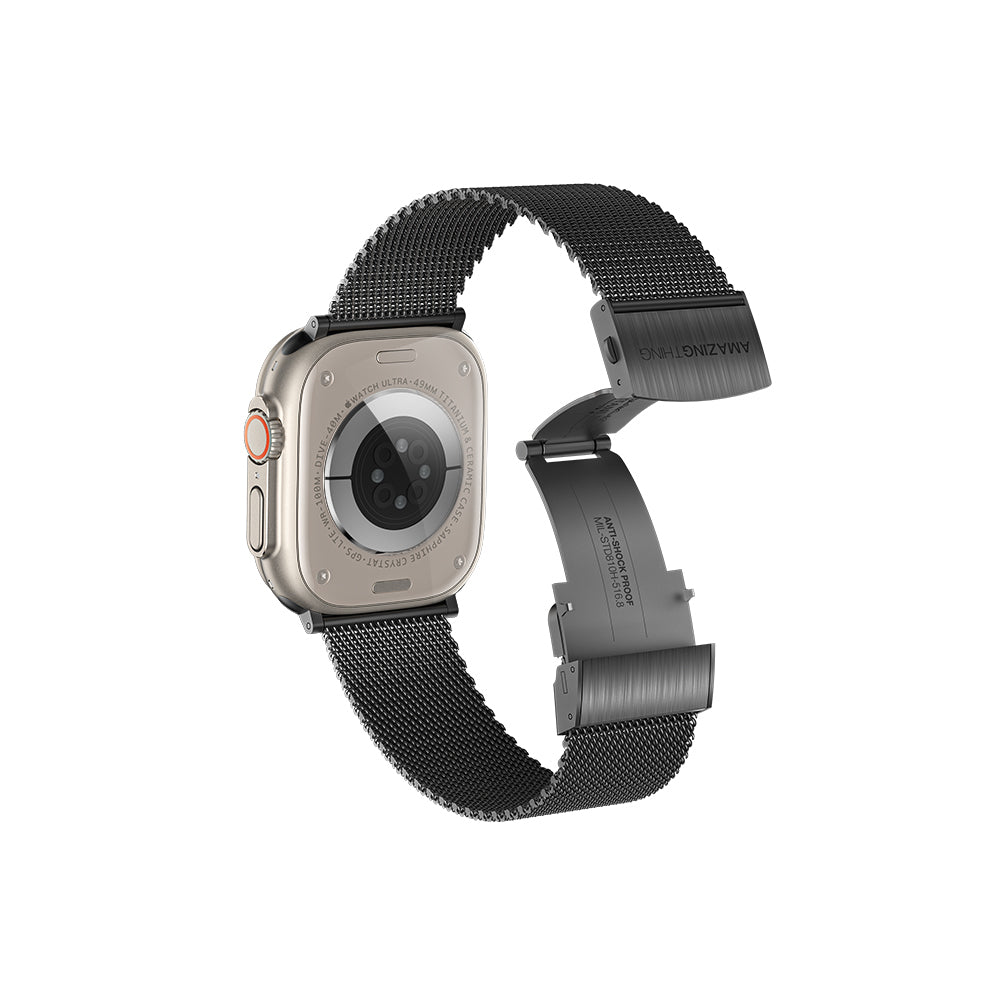 Watch Ultra 49mm Amazing Thing Titan Metal Hasır Kordon Siyah