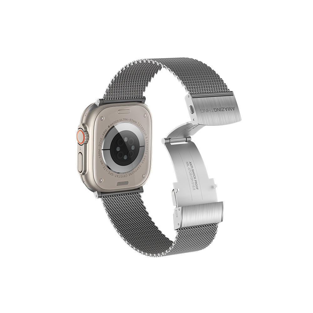 Watch Ultra 49mm Amazing Thing Titan Metal Hasır Kordon Gümüş