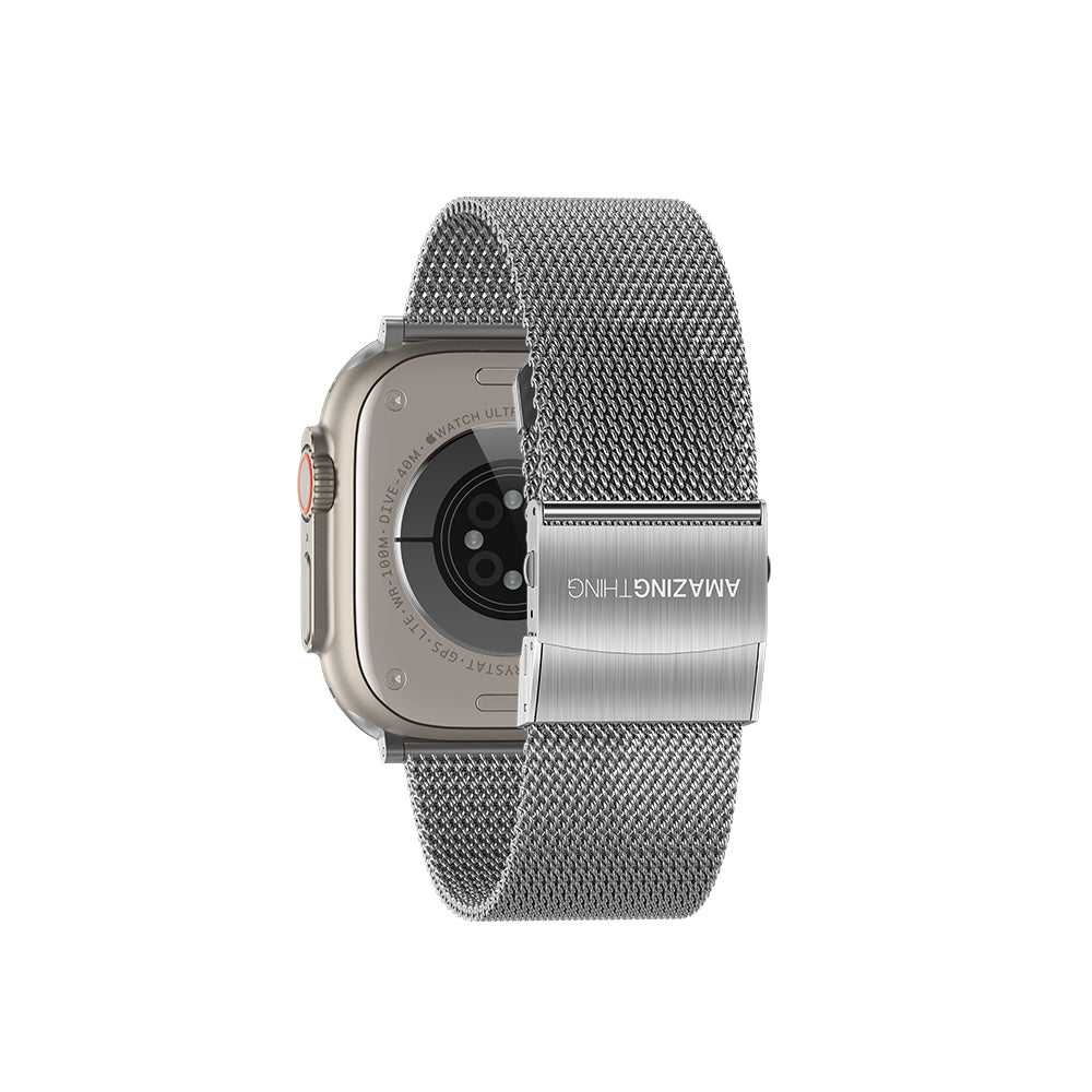 Watch Ultra 49mm Amazing Thing Titan Metal Hasır Kordon Gümüş