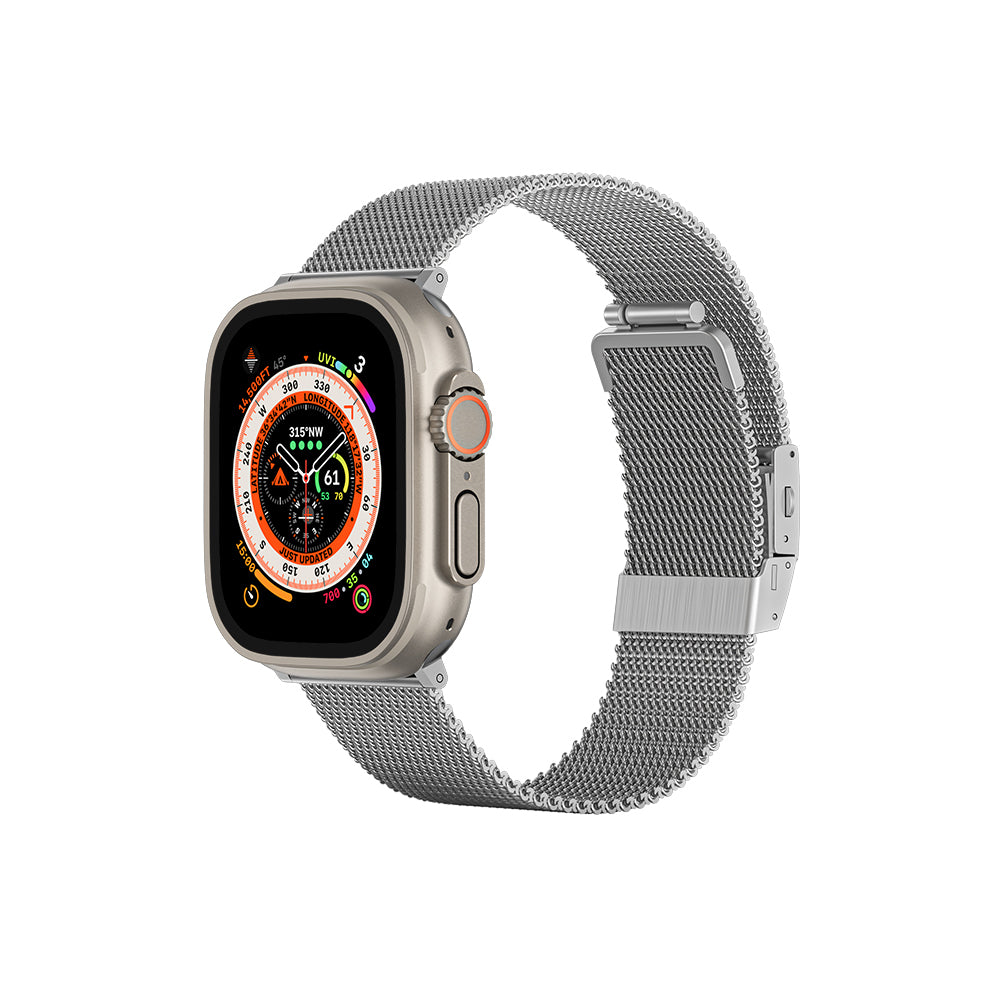 Watch Ultra 49mm Amazing Thing Titan Metal Hasır Kordon Gümüş