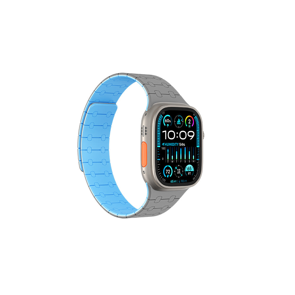 Watch Ultra 49mm Amazingthing Smoothie Sport Magnetik Tak Çıkar Silikon Strap Kayış Gri-Mavi
