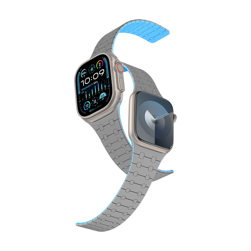 Watch Ultra 49mm Amazingthing Smoothie Sport Magnetik Tak Çıkar Silikon Strap Kayış Gri-Mavi