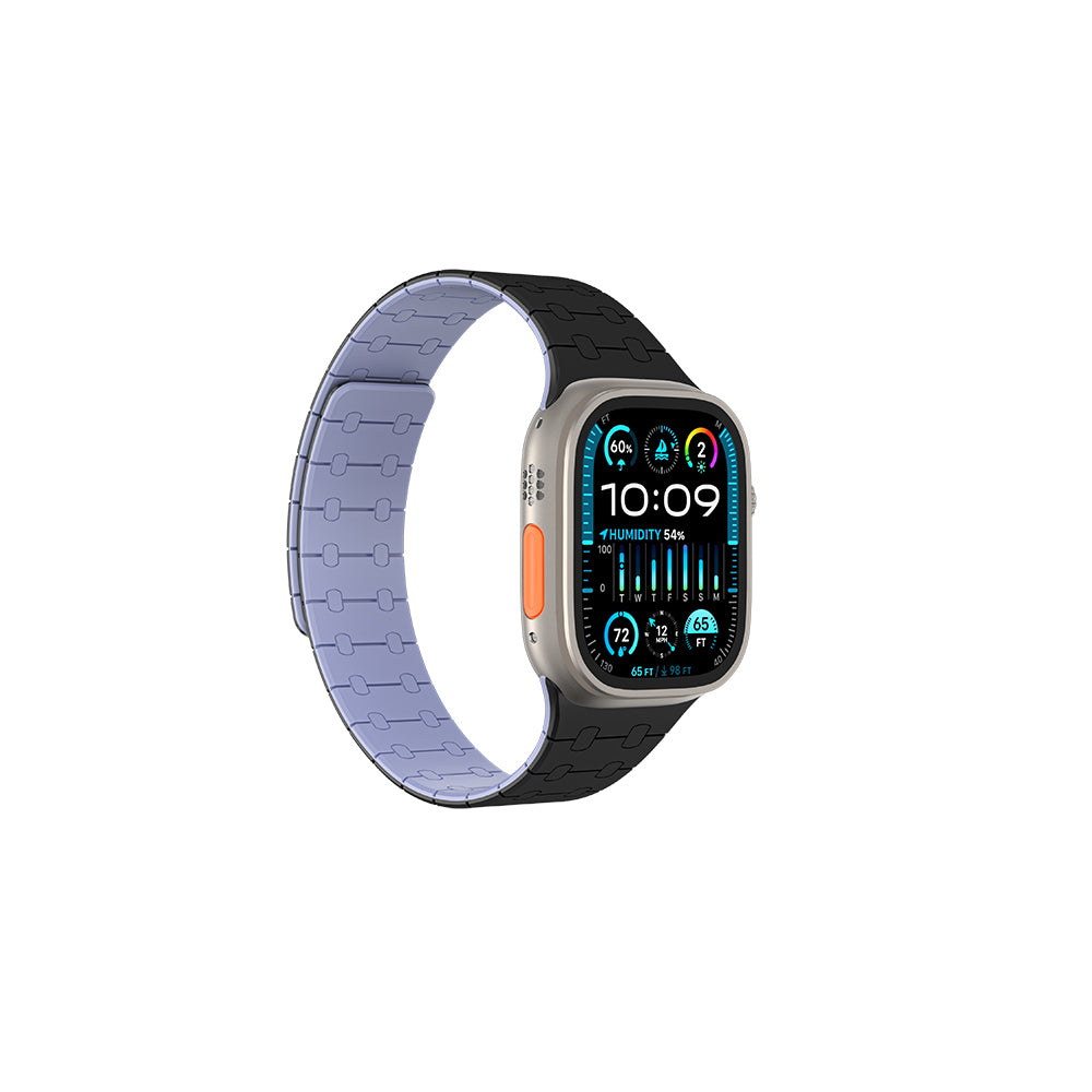 Watch Ultra 49mm Amazingthing Smoothie Sport Magnetik Tak Çıkar Silikon Strap Kayış Siyah-Mor