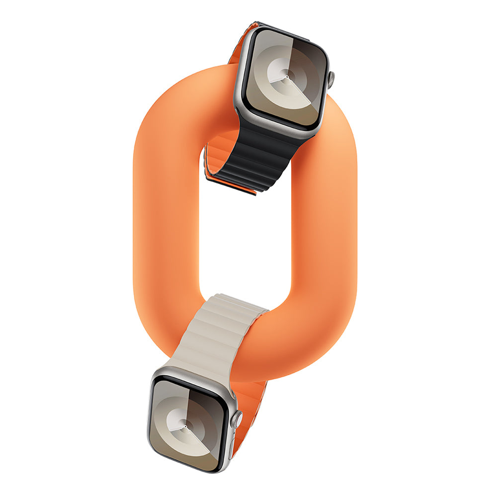 Apple Watch Ultra 49mm Benks Magnetik Tak Çıkar Silikon Strap Kayış Starlight-Turuncu