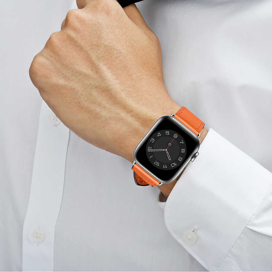 Watch Ultra 49mm Kordon Wiwu Attleage Watchband Hakiki Deri Strap Kayış Kahverengi