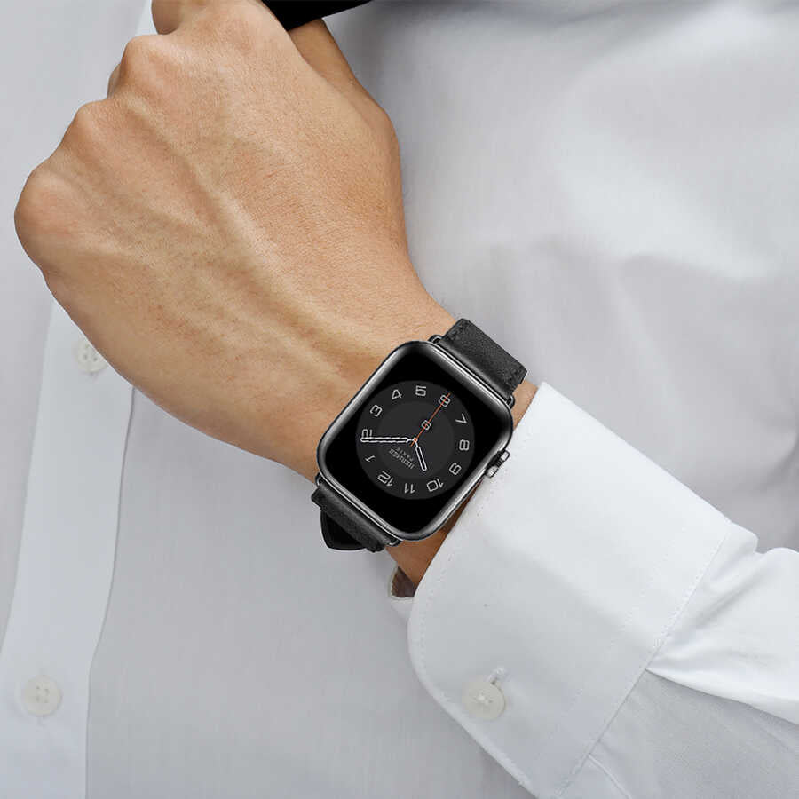 Watch Ultra 49mm Kordon Wiwu Attleage Watchband Hakiki Deri Strap Kayış Kahverengi