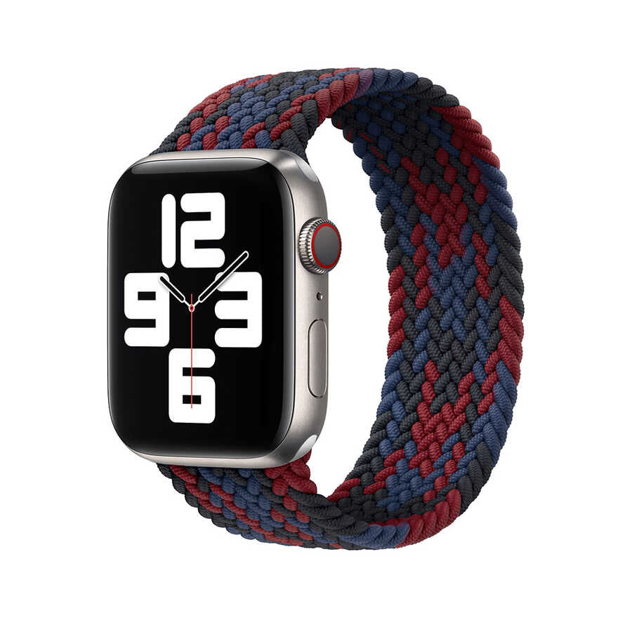 Apple Watch Ultra 49mm Kordon Wiwu Braided Solo Loop Contrast Color Small Strap Kayış NO1