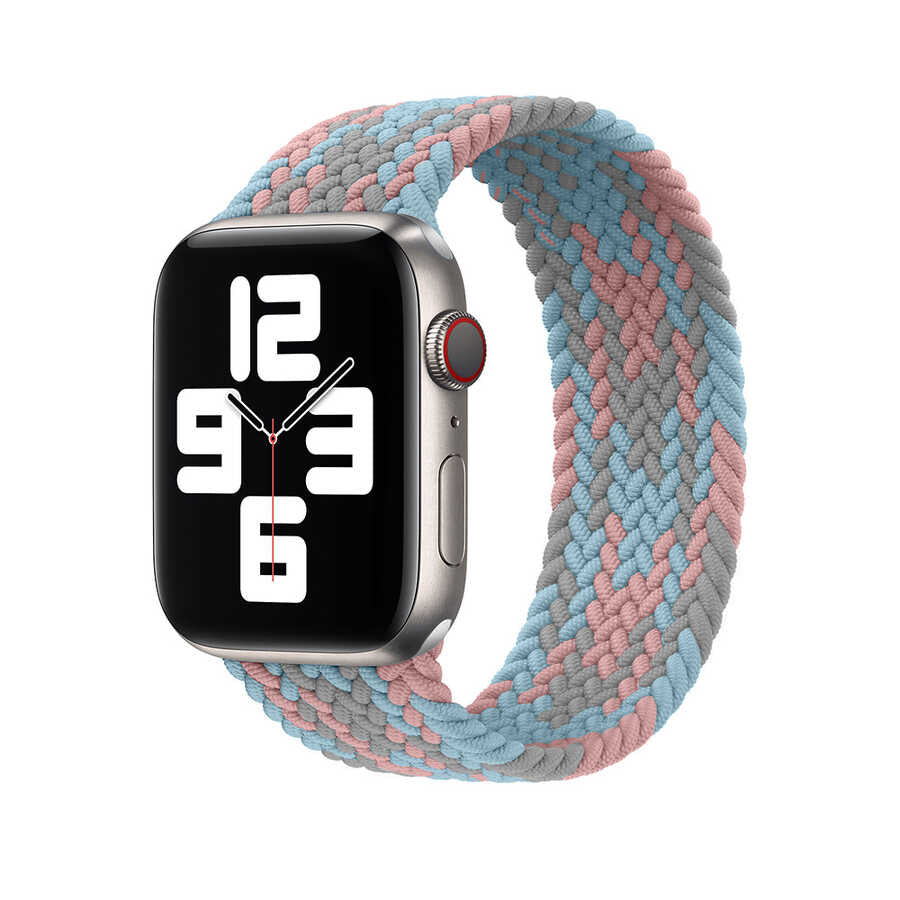 Apple Watch Ultra 49mm Kordon Wiwu Braided Solo Loop Contrast Color Small Strap Kayış NO4