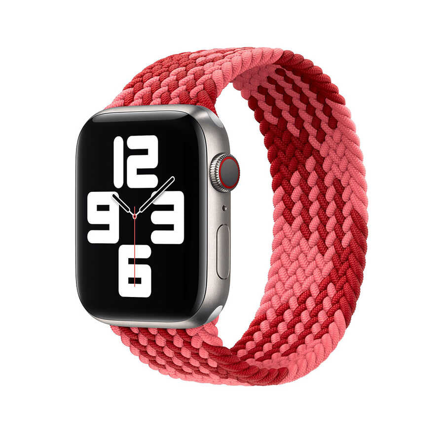 Apple Watch Ultra 49mm Kordon Wiwu Braided Solo Loop Contrast Color Small Strap Kayış NO3