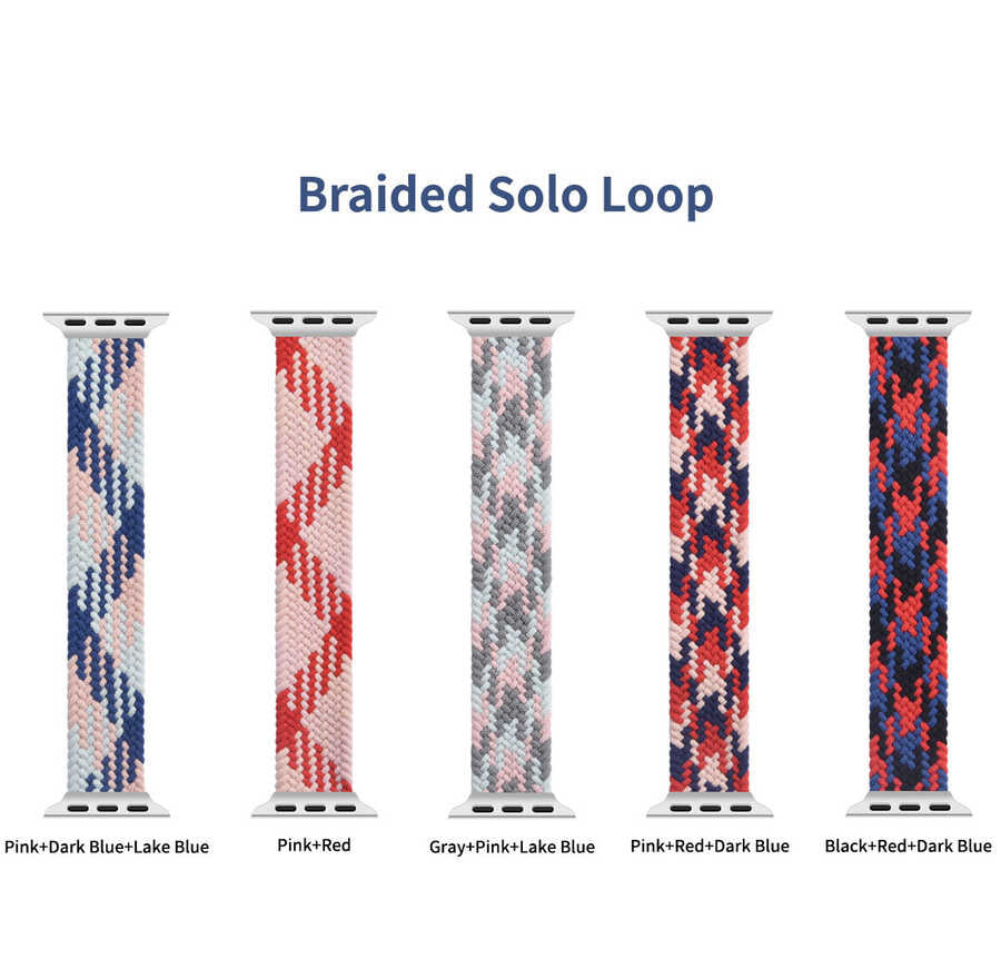 Apple Watch Ultra 49mm Kordon Wiwu Braided Solo Loop Contrast Color Small Strap Kayış NO2