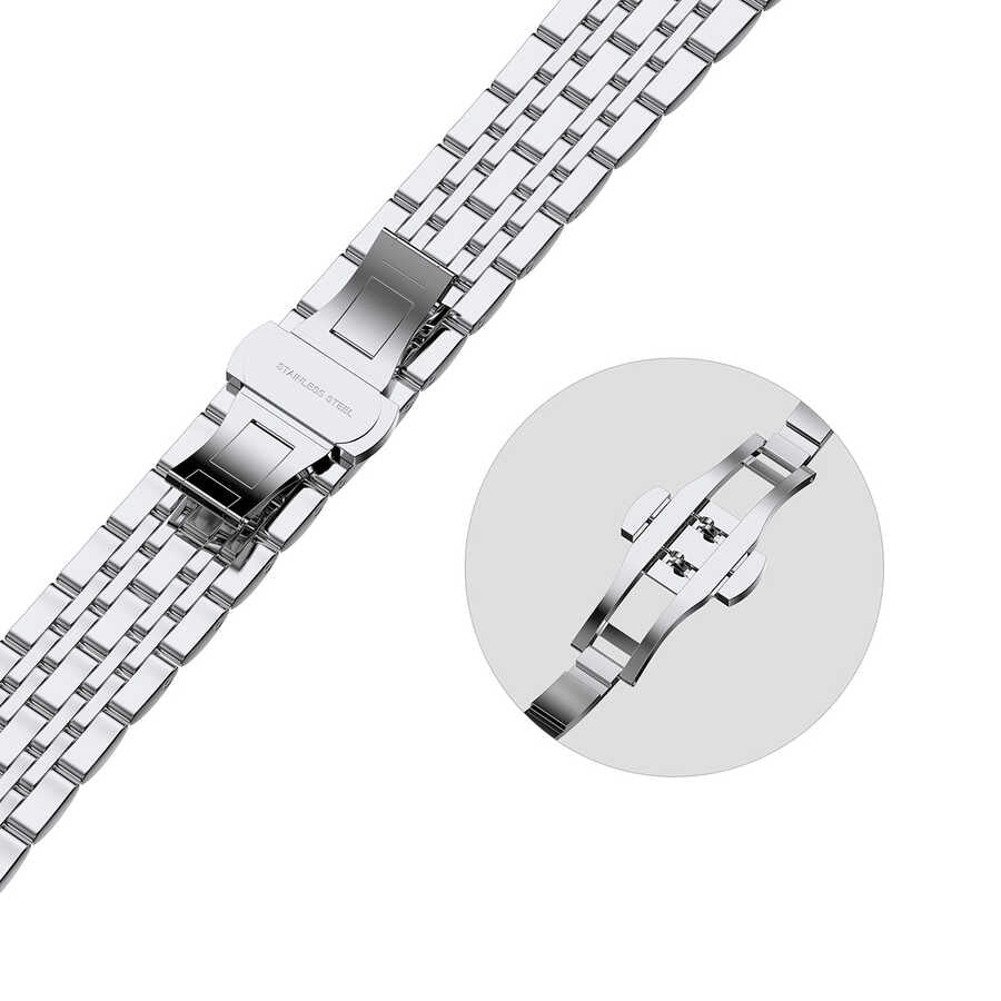 Watch Ultra 49mm Kordon Wiwu Seven Beads Steel Belt Metal Strap Kayış Gold