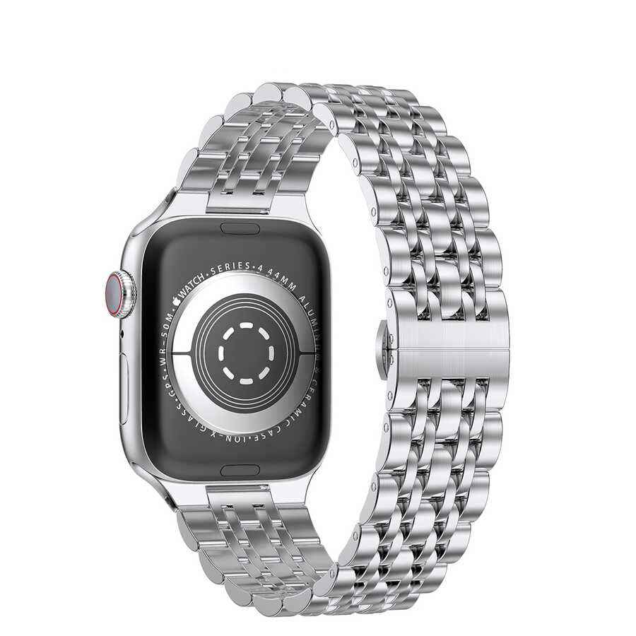 Watch Ultra 49mm Kordon Wiwu Seven Beads Steel Belt Metal Strap Kayış Gold