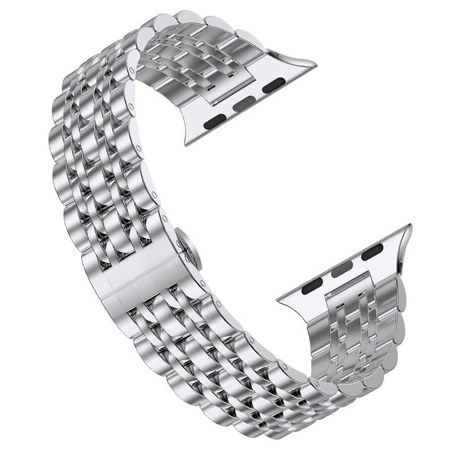 Watch Ultra 49mm Kordon Wiwu Seven Beads Steel Belt Metal Strap Kayış Gold