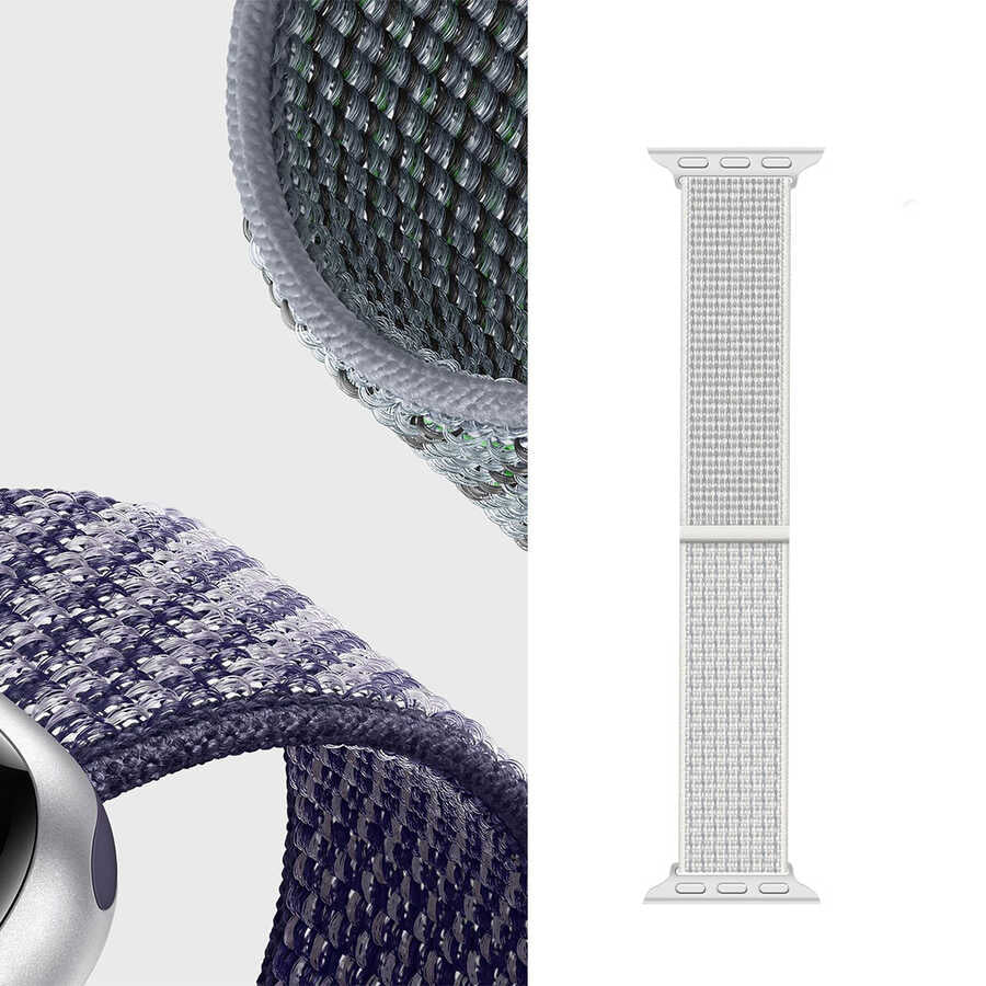 Watch Ultra 49mm Kordon Wiwu Sport Loop Hasır Strap Kayış Beyaz