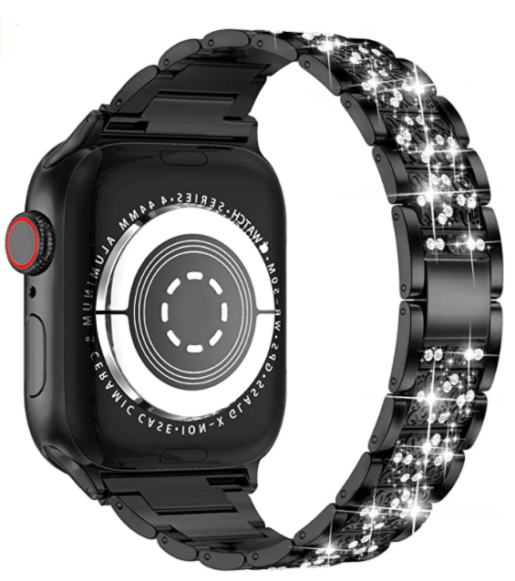 Watch Ultra 49mm Kordon Wiwu Three Beads Set Auger Metal Strap Kayış Siyah
