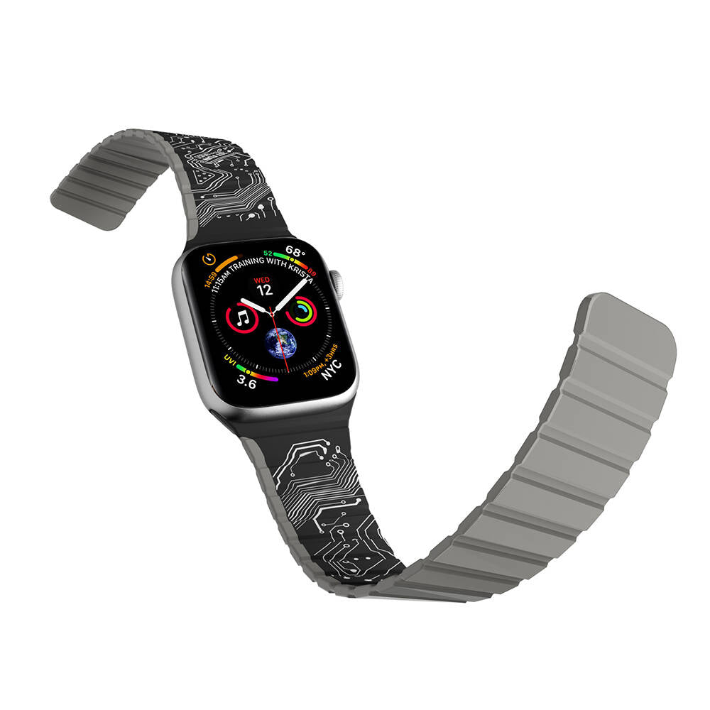 Watch Ultra 49mm Kordon Youngkit Technological Magnetik Tak Çıkar Silikon Strap Kayış Siyah