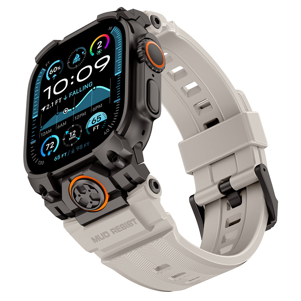 Apple Watch Ultra 49mm Mohseven iWatch Armor Silikon Kordon Siyah-Beyaz