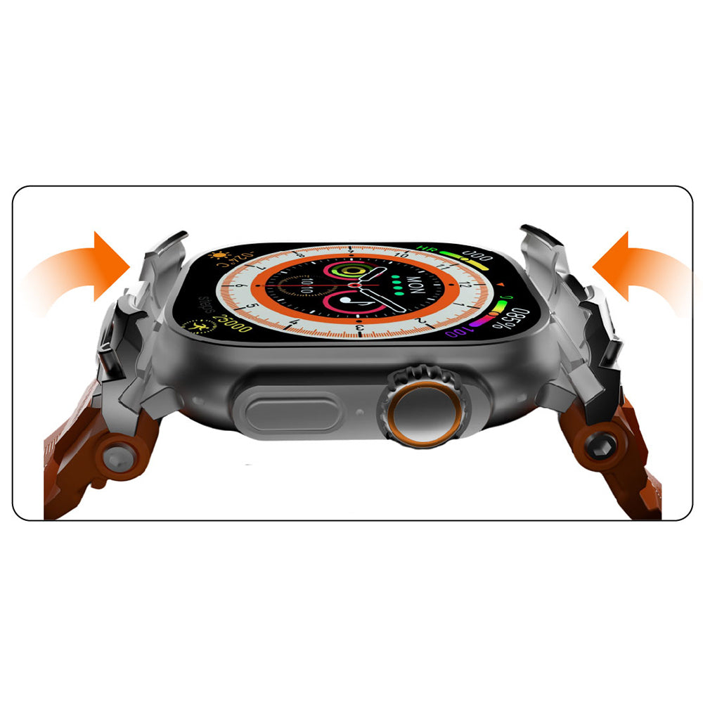Apple Watch Ultra 49mm Mohseven iWatch Armor Silikon Kordon Titanyum-Yeşil